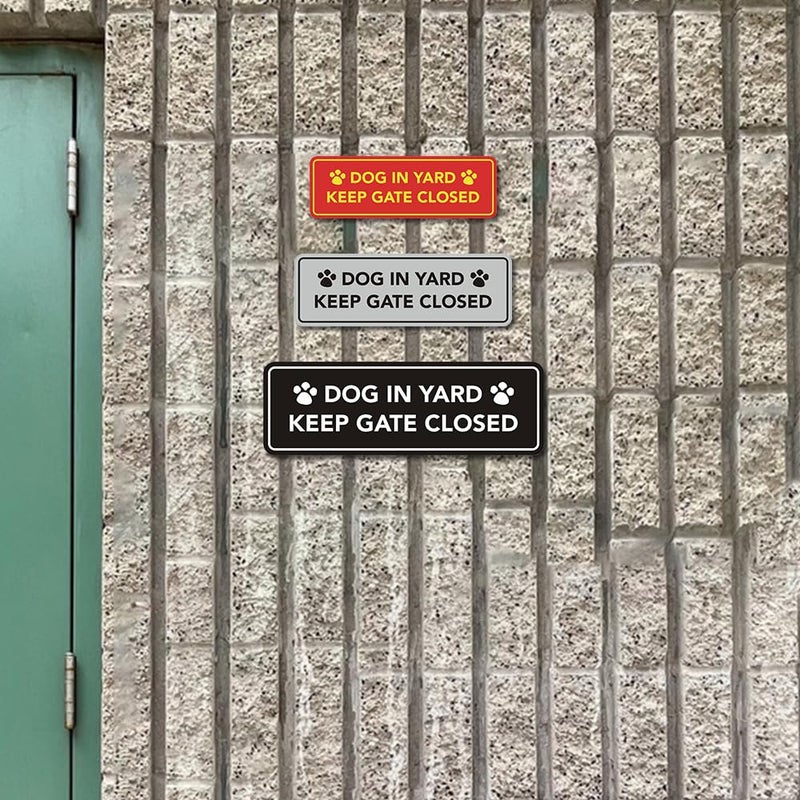 AQS All Quality Standard Dogs in Yard Please Keep Gate Closed Wall or Door Sign - Laser-Engraved Lettering | Durable ABS Plastic | Double-Sided Foam Adhesive Tape (Black Gold) - Small - Image 2
